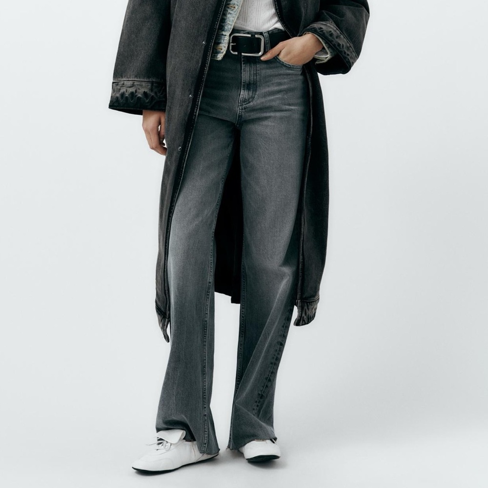 Zara TRF HIGH RISE WIDE LEG JEANS - Picture 4 of 5